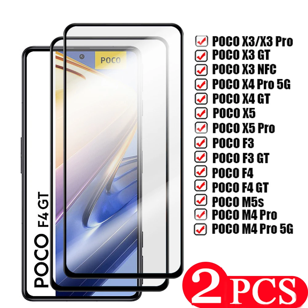 

2PCS on the Glass For xiaomi Poco M4 F3 F4 X4 GT X5 M5 M5s X3 pro NFC Tempered glass Smartphone screen protector protective film