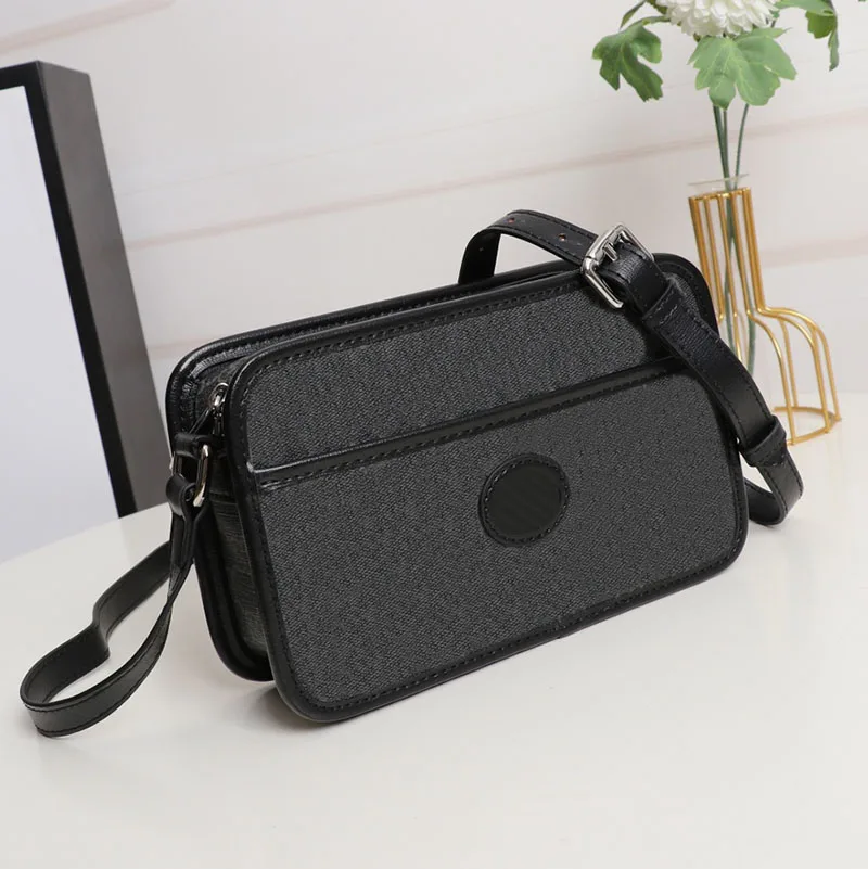 

Men Travel Pouch Shoulder Bag with Interlocking Letters Printed Leather Horsebit 1955 Small Camera Bags Crossbody Wallet