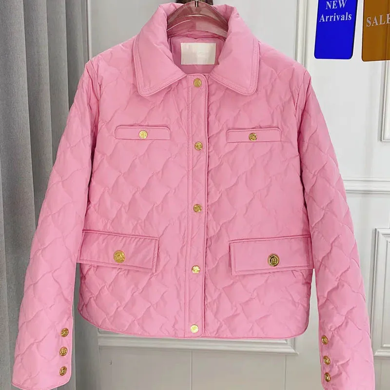 2022 Winter New Casual Down Jacket South Korea Fashion Little Fragrance Coat Sweet Fresh White Duck Down Lapel Top