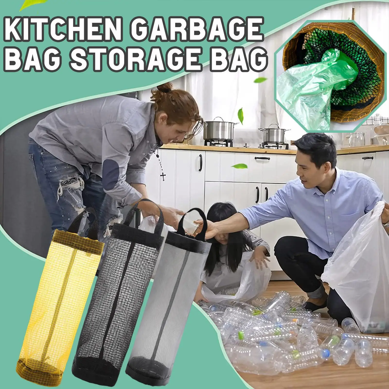 

Home Grocery Bag Holder Wall Mount Plastic Bag Holder Dispenser Kitchen Storage Hanging Trash Bag Organizer Garbage Garbage T7K8