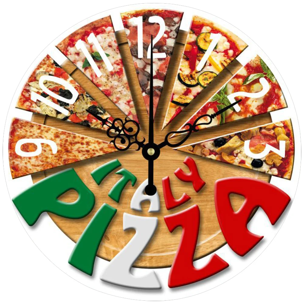 Настенные часы с пиццей декоративные большие круглые украшения для гостиной