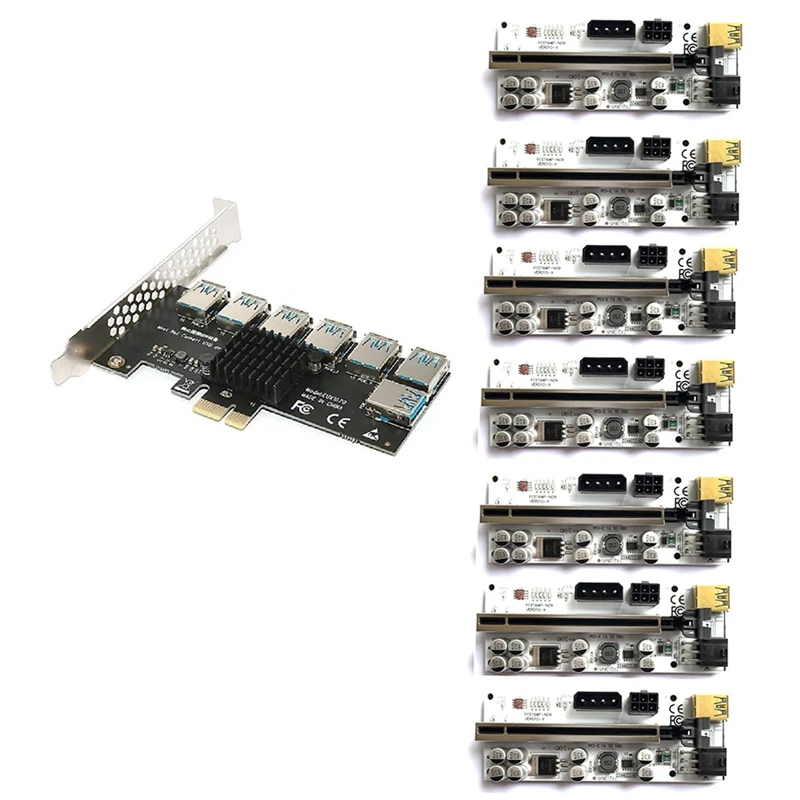 

PCI-E Expansion Card Kit 7-Port PCI-E X1 To X16 Graphics Card Slot PCI Adapter Card With USB3.0 Extension Cable VER010-X