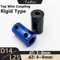 1pcs d14l25 rigid top wire coupling aluminum alloy bore 34566 3678mm d14 l25 shaft cnc jaw shaft motor coupling blackblue