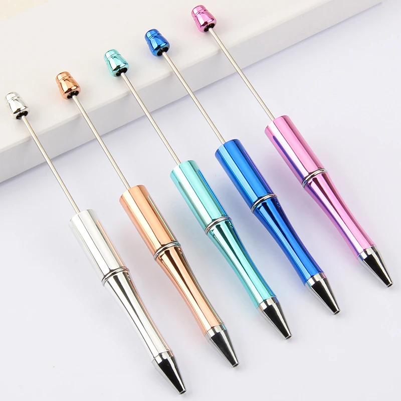 

100pcs Platics Ballpoint Pens Beaded Pens Luxury Pen Bead DIY Office School Birthday Party Kid Gifts Stationery Pens for Writing