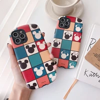 disney mickey minne cute cartoon phone case for iphone 13 12 11 pro max x xr xs max 7 8 plus se shockproof soft leather cover