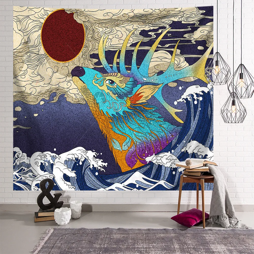 

Wall Hanging Tapestry Japanese Style Samurai Room Decor Aesthetic Wall Art Mandala Boho Dorm Decor Wall Tapestry Yoga Mat