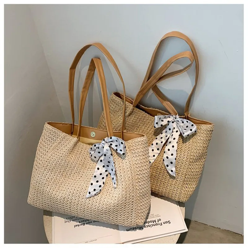 

Knitted Straw Bag Women Bolso Mujer Satchel Crossbody Shoulder Handbags For Women Female Messenger Bucket Bags