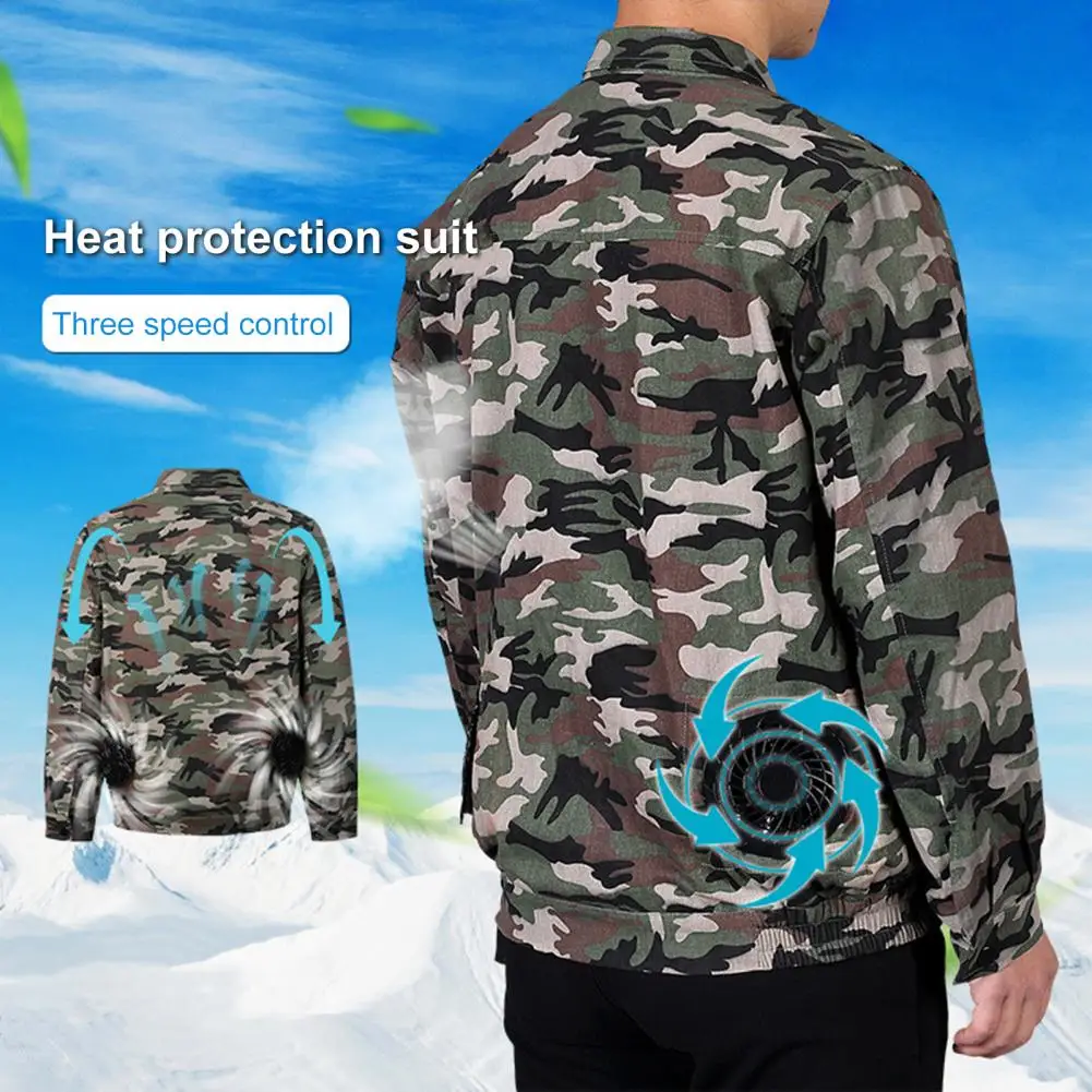 

Summer Outdoor Air Conditioned Coats Men Cooling Fan Jacket Three Gear Adjustable Sun Protection Cooling Fan Clothes for Working