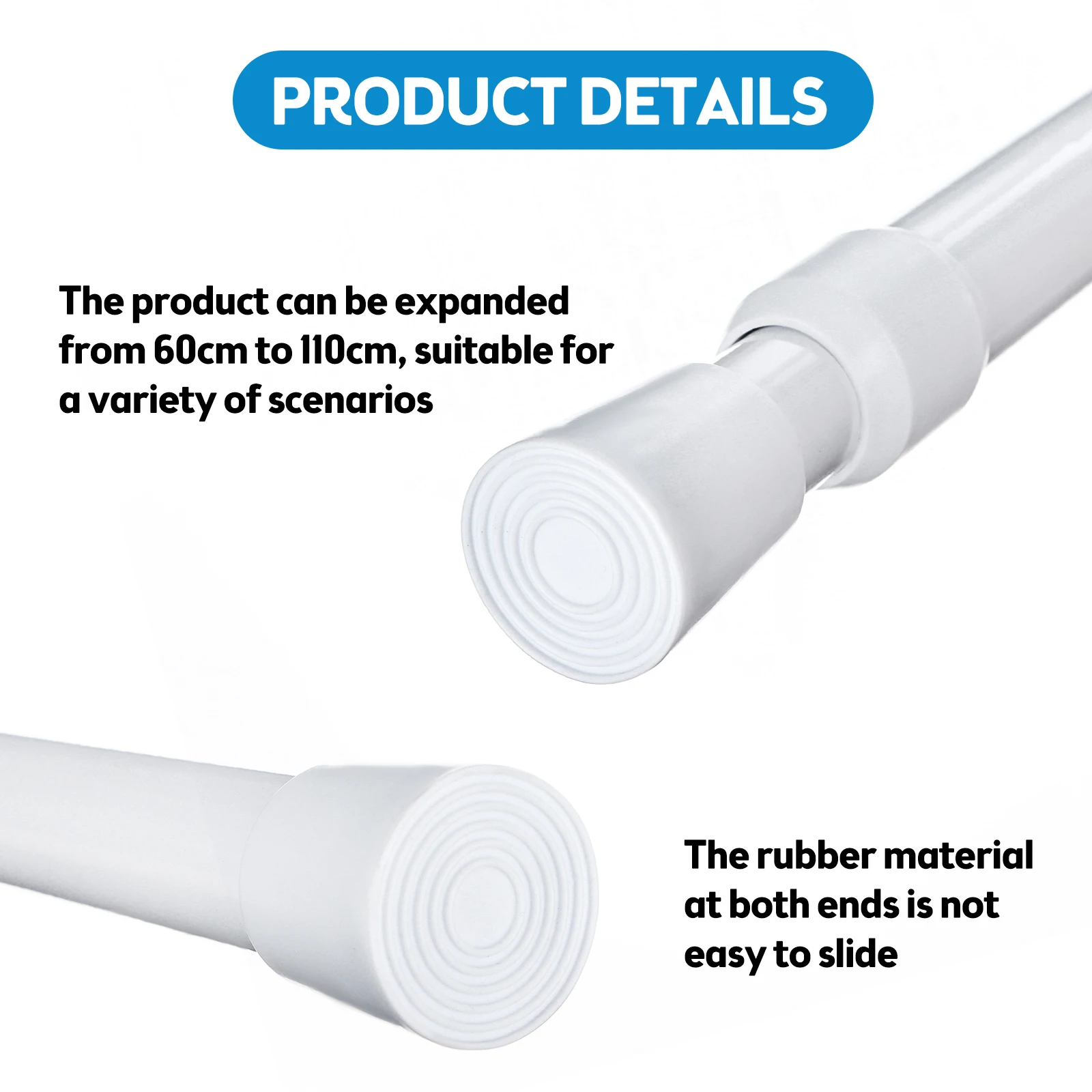 

4 Pack Sliding Door Security Bar Adjustable Sliding Glass Door Lock White Window Security Bars with Rubber Tips Extendable Tensi