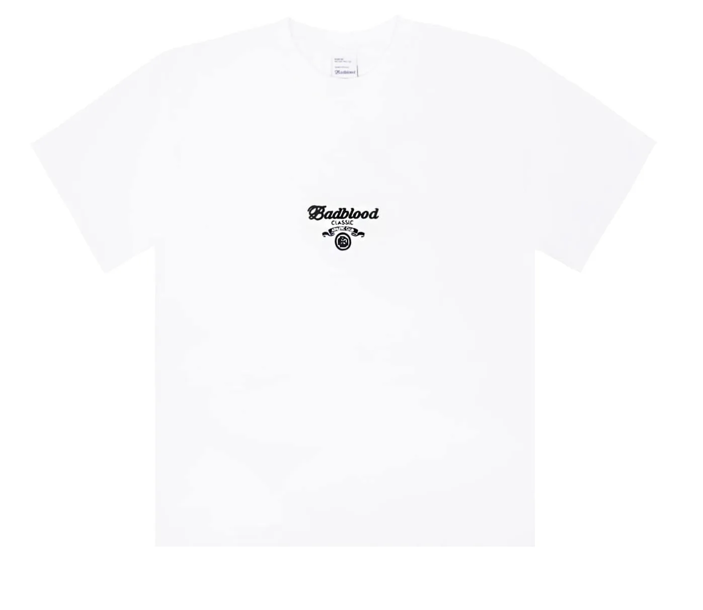 2023 new badblood top cotton white short-sleeved t-shirt women's round neck loose shoulder black pleated skirt