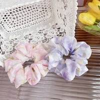 2022 korean fashion floral chiffon large intestine scrunchies for girl woment print flower elastic hair rope hair tie accessorie