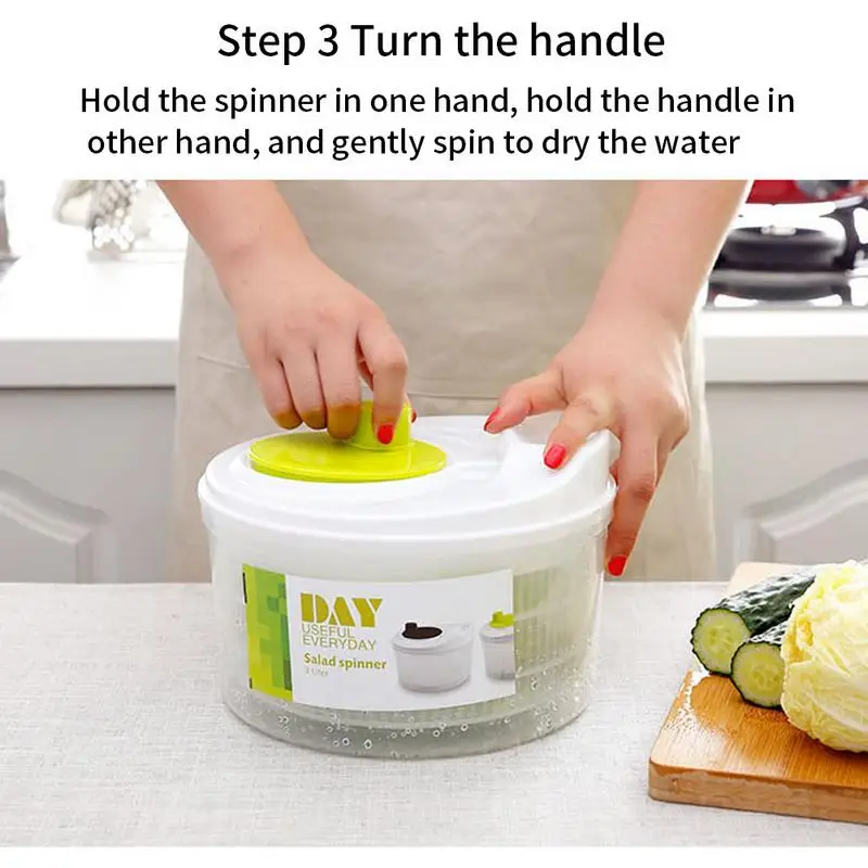 Large Salad Spinner Ręczne sitko do sałatek Odwadniacz warzyw Kosz odsączania owoców Plastikowy ociekacz Miska Gadżet kuchenny