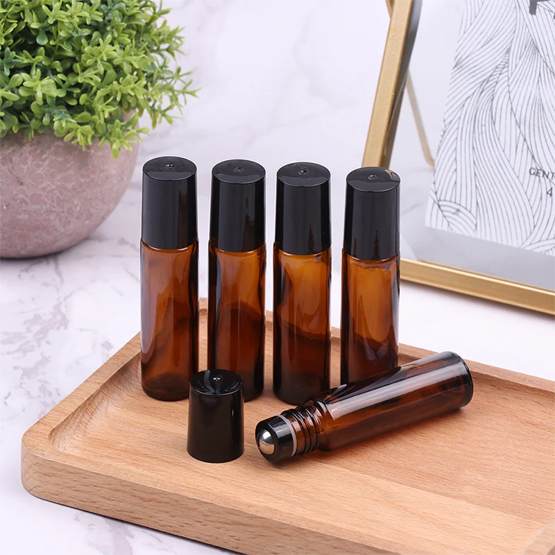 

1PC 10ml Amber Thin Glass Roll on Bottle Sample Test Essential Oil Vials with Roller Metal Glass Ball