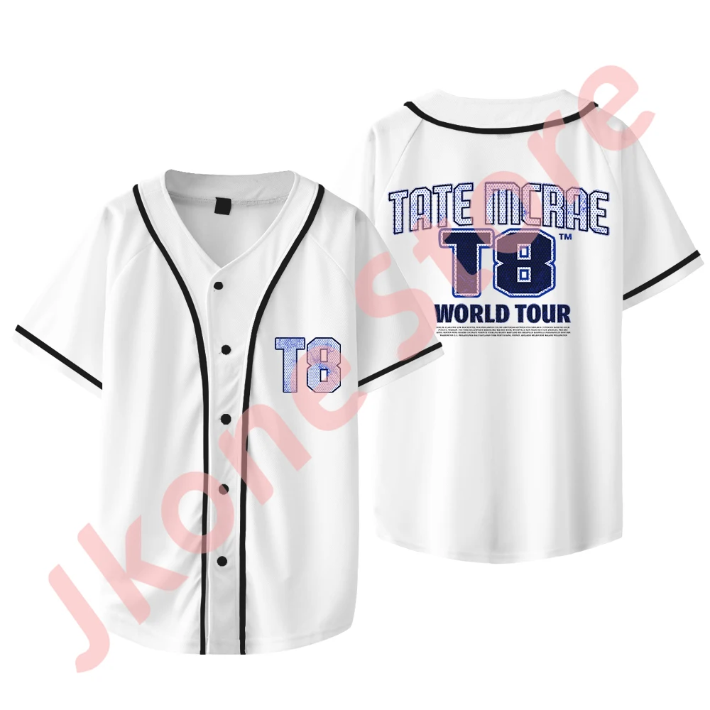 Tate McRae T8 Merch Baseball T-shirts Think Later World Tour Jersey Tee Summer Unisex Fashion Short Sleeve Jacket