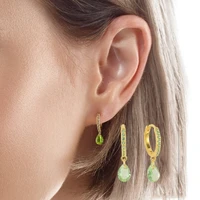 2022 new fashion water drop zircon hoop earrings for women simple multicolor pendant earrings trendy party jewelry accessories