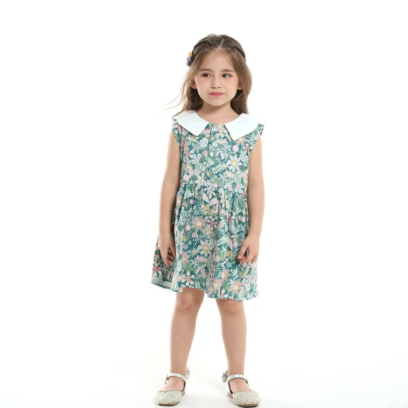 

2022 Summer Floral Dress Girls New Princess Dress Fashion Baby Cotton Short Sleeved Children's Clothing Kids Classics Clothies