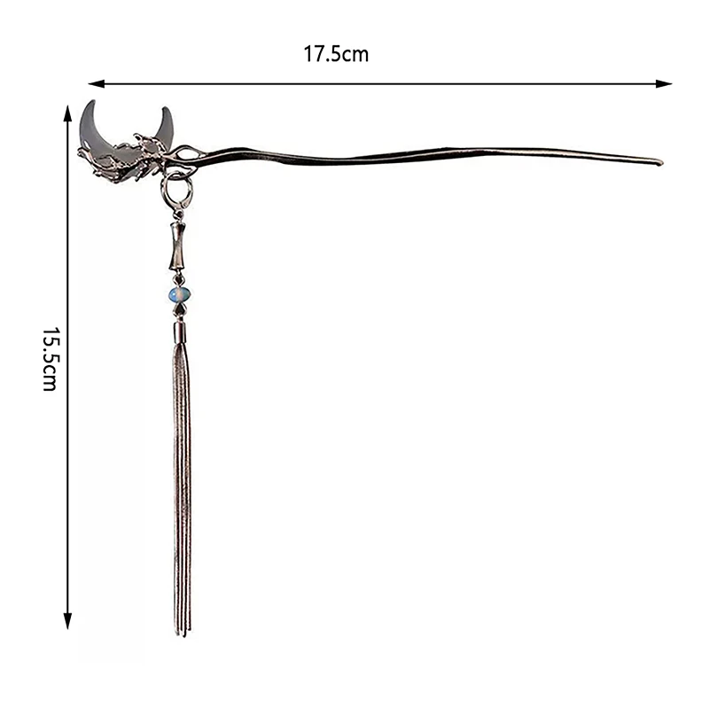 Изысканная заколка для волос в форме цветка Луны жемчуга бахромы диск палочки