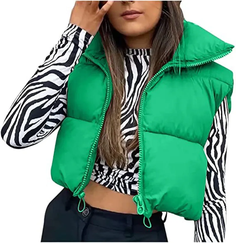 Fashion new cotton vest women's winter stand collar thickened cotton vest sleeveless bread jacket waistcoat women