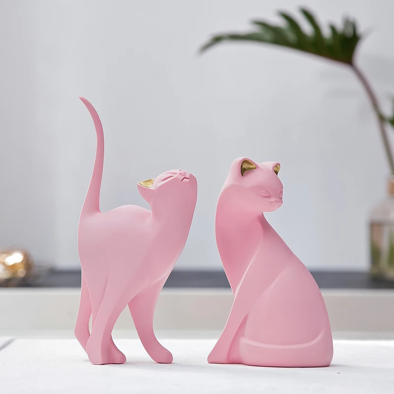 

Nordic Ins Cute Resin Cat Kitten Ornaments Modern Creative Cafe Bar Desktop Animal Figurines Home Furnishing Decoration Crafts