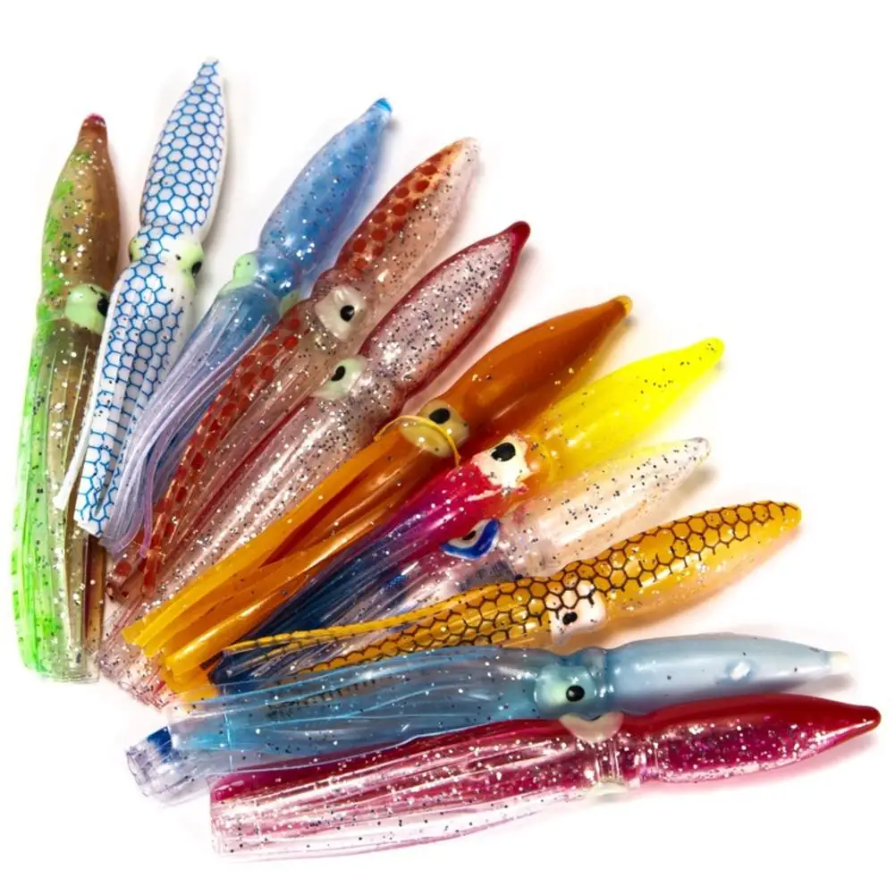 

10pcs/pack Soft Octopus Fishing Lures Set For Jigs 8cm Mixed Color Luminous Octopus Skirts