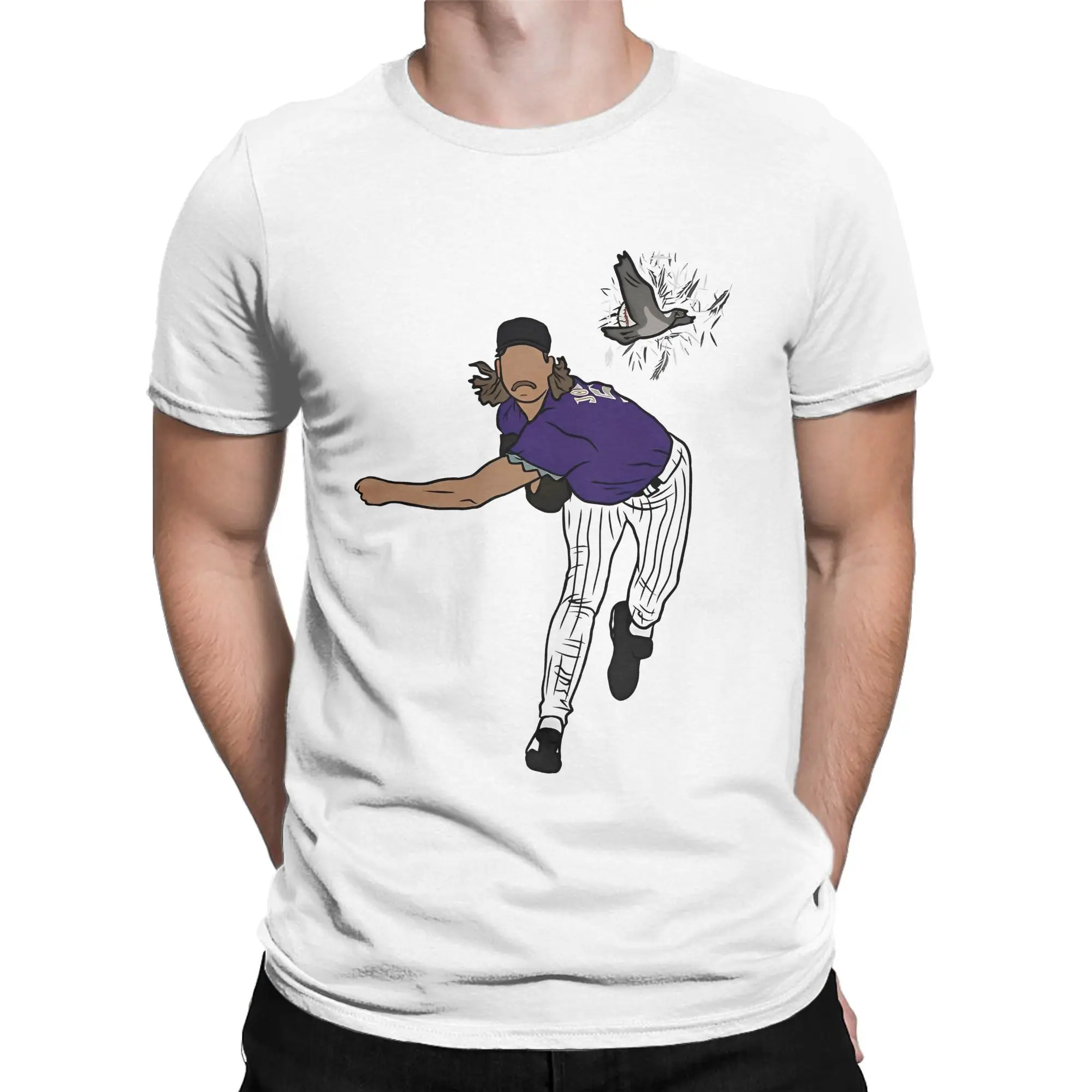 Футболки Randy Johnson Hits The Bird мужские потрясающие хлопковые футболки с круглым