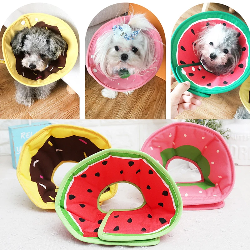 

Cute Fruit Cone Pet Collar Cat Recovery Collar Adjustable Protective Neck For Kitten Puppy Reusable Soft Dog Cone Prevent Bite