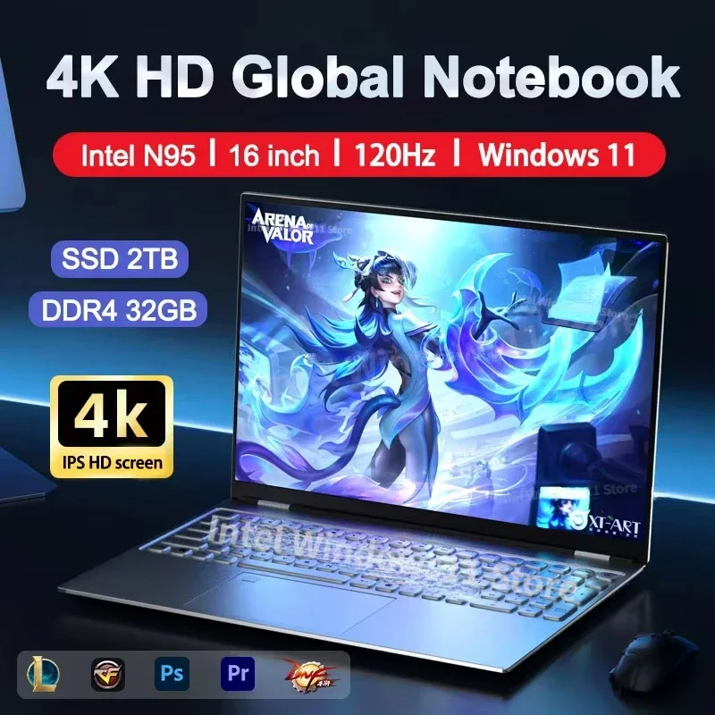 16-дюймовый ноутбук Intel N95 4K HD 120 Гц