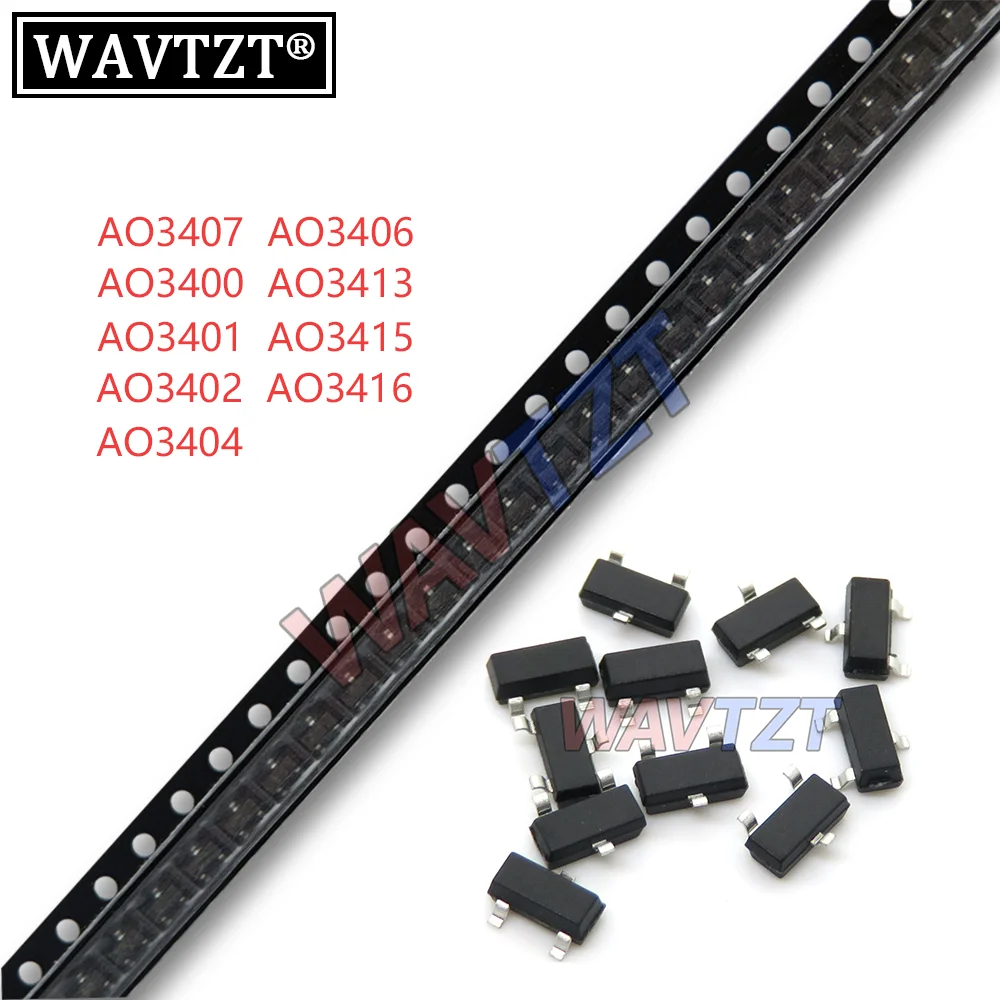 AO3407 SOT23 AO3400 AO3401 AO3402 AO3404 AO3406 A09T A19T A29T A69T MOSFET A79T AO3413 AO3415 AO3415A AO3416 SOT-23, 100 шт.