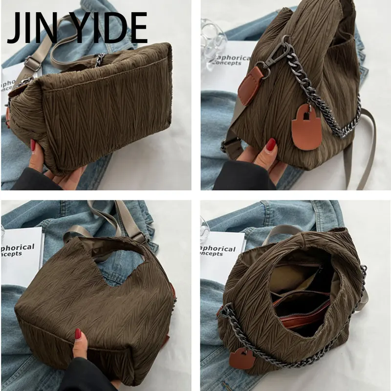 Pleated Design Handbag For Women 2023 Fashion Large Capacity Chain Lady Shoulder Bags Shopping Pack Leisure Crossbody Bag Female