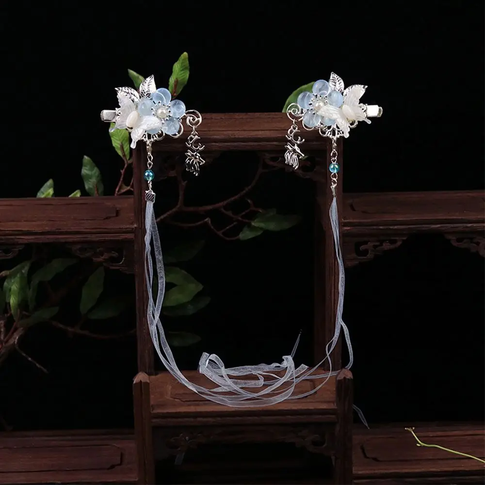 

Butterfly Ribbon Tassel Antler Flower Women Hairpins Duckbill Clips Children's Barrettes Chinese Hanfu Hair Clips