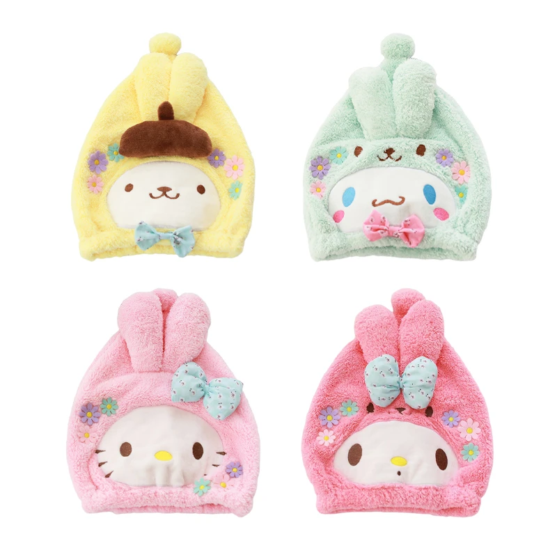 

Kawaii Sanrio HelloKitty Dry Hair Cap MyMelody Cinnamoroll Cute Cartoon Soft Water Absorbent Quick Dry Portable Girls Shower Cap