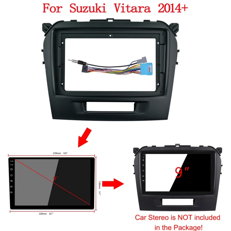 

Автомобильный радиоприемник 2DIN, 9 дюймов, установка DVD GPS mp5, пластиковая панель Fascia Для SUZUKI Vitara 2014-2017, автомобильная панель с кабелем