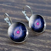 1 pair galaxy planet hook earring handmade glass dome nebula jewelry stud earrings for women
