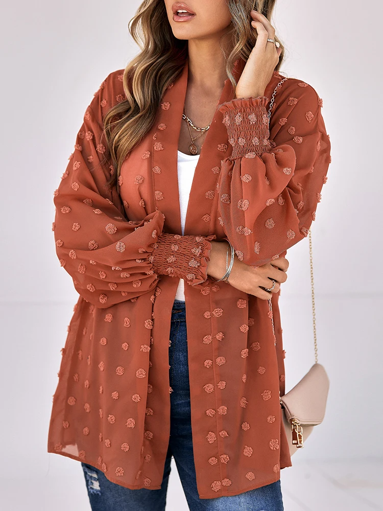 Шифоновая куртка женский кардиган Женский Топ с длинным рукавом однотонное