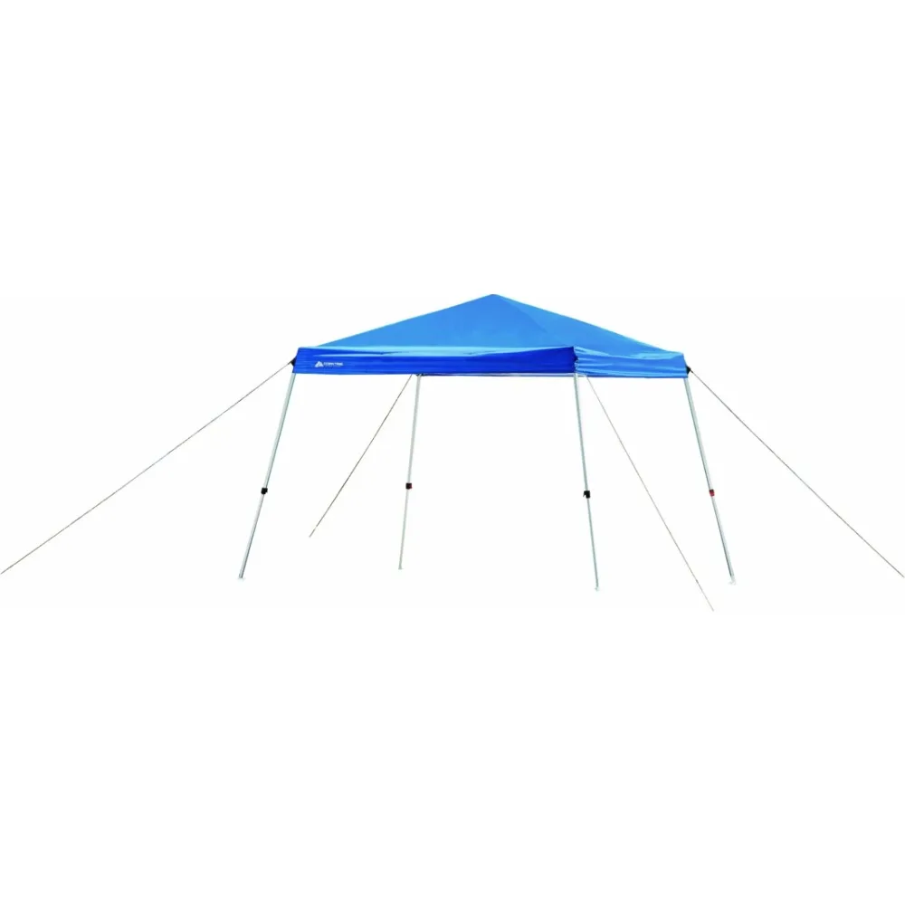 

10 Ft X 10 Ft 3x3 Folding Tent 5 ~ 6 People Instant Slant Leg Canopy Large Tarp Blue Tourist Awning Camping Tents for Wild Trips