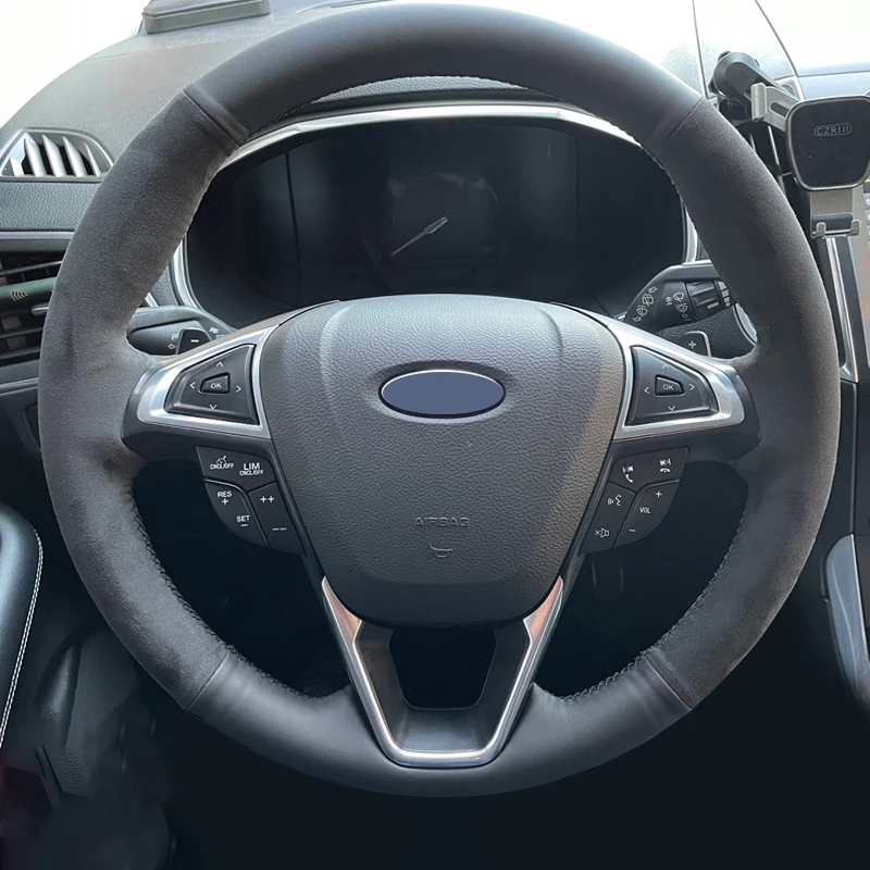 

DIY Black Suede Car Steering Wheel Cover For Ford Fusion Mondeo 2013 2014 EDGE 2015 2016