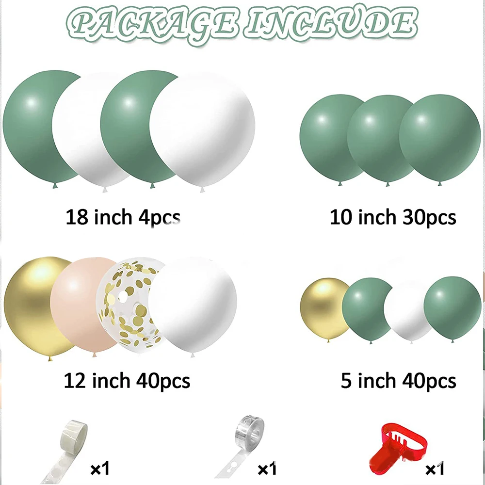 

Thickened Mouth End Retro Bean Green Balloon Set Good Elasticity Not Easy Break Decorative Balloon Multiple Color Matching