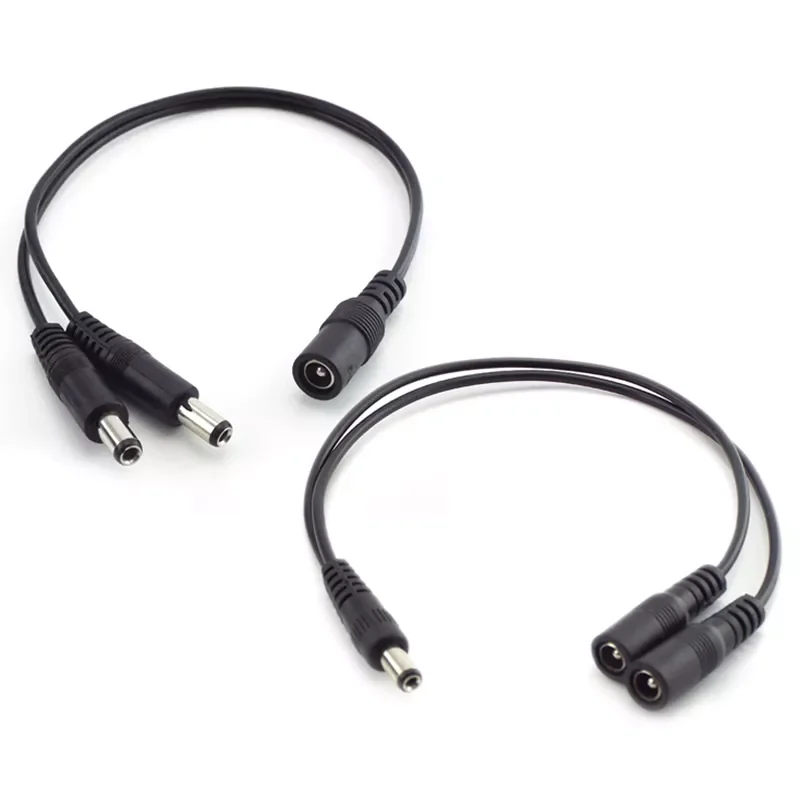 

5.5mm 2.1mm 1 Female to 2 male way Male DC Power Splitter connector Plug extension Cable for CCTV LED strip light Supply adapter