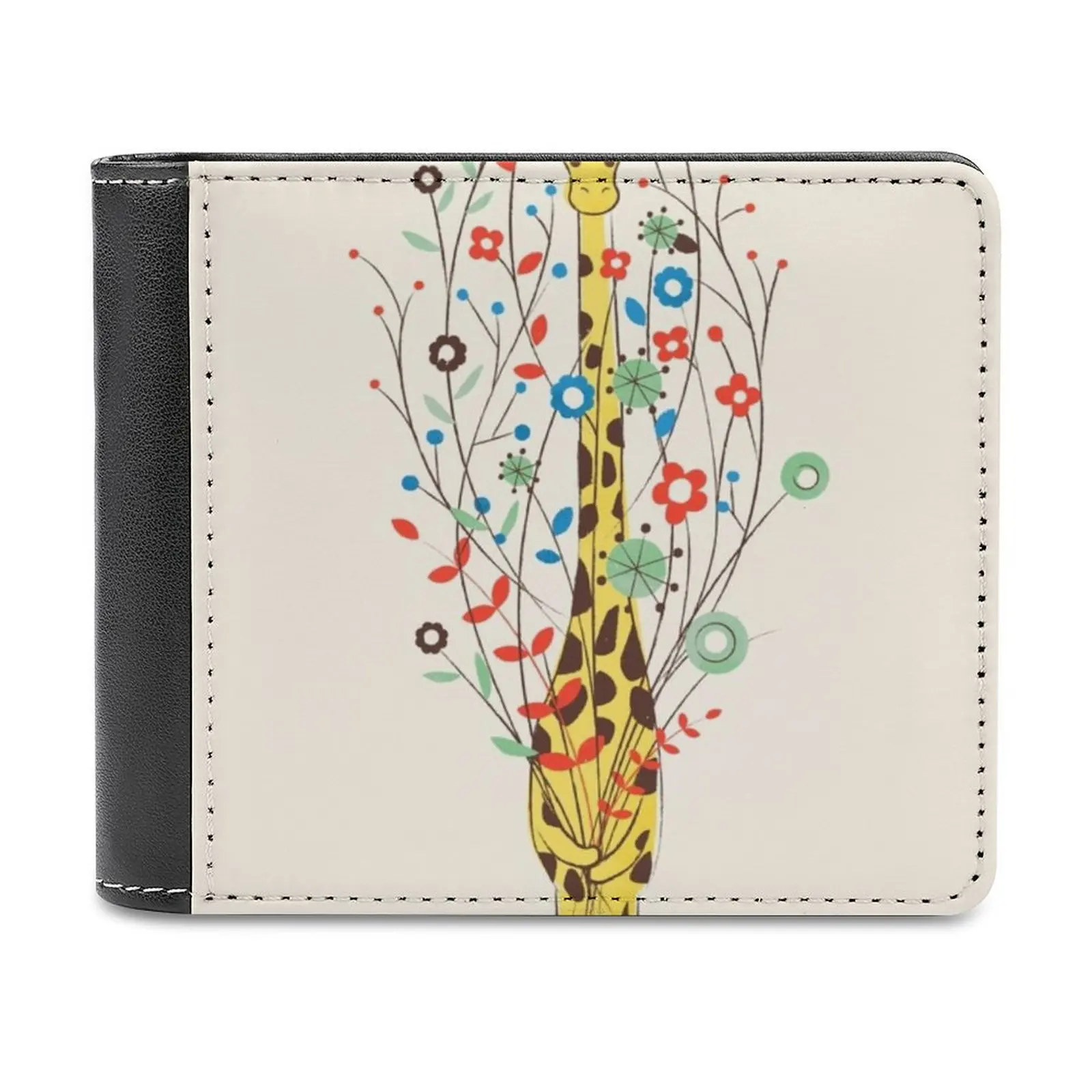 

I Brought You These Flowers Leather Wallet Men Classic Black Purse Credit Card Holder Fashion Men's Wallet Giraffe Flowers