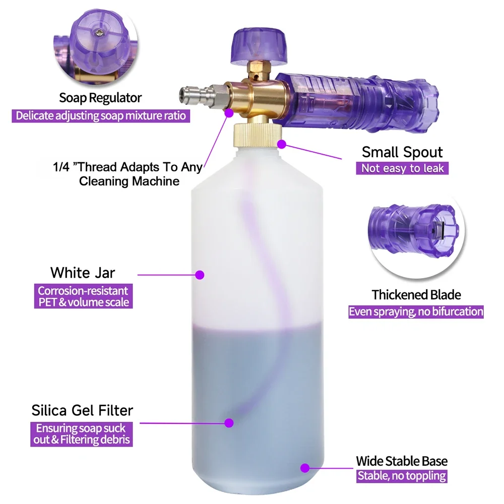 Чайник для снежной пены высокого давления автомобильный распылитель фиолетовый