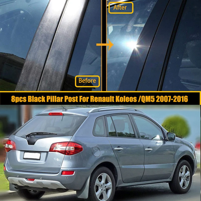 

Car Window Pillar Posts Trims Sticker Black Exterior Parts Auto Styling for Renault Koleos QM5 2007 2008-2016 Auto Accessories