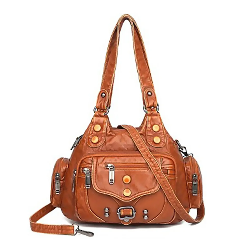 

Women Crossbody Bags Solid Ladies with Exterior Pocket Handbags Soft PU Leather Large Capacity Girls Small Shoulder Bags