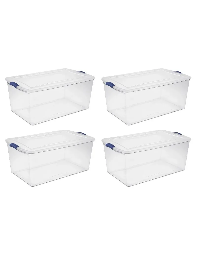 

Sterilite 105 Qt. Защелка для коробки пластик, синий стадион, набор из 4 штук