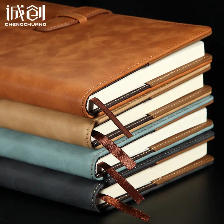 

A5 Simple Imitation Leather Diary Thickened Belt Buckle Notepad Custom Business Notebook
