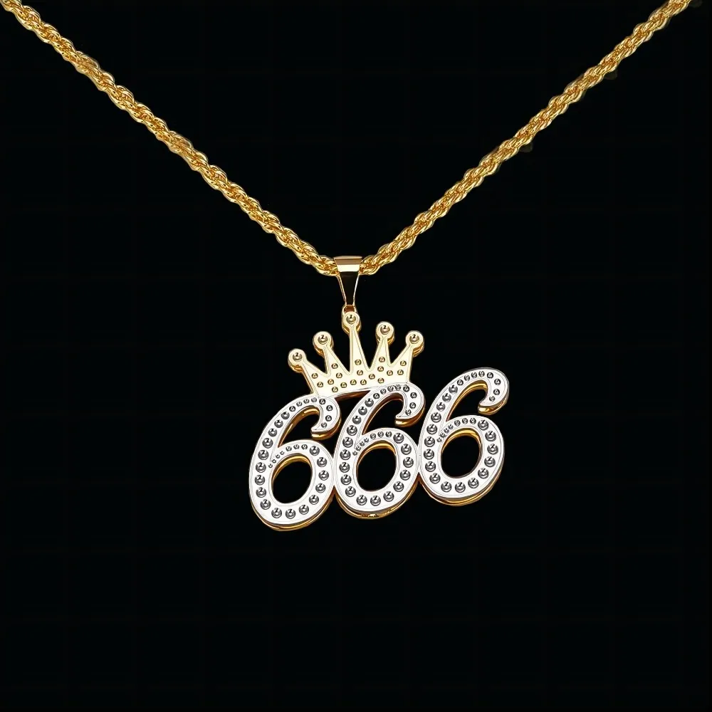 Customized Necklace Double Layer Two Tone 1 To 9 Lucky Number With Crown Personalized Custom Gold Plated Number Necklace Womens