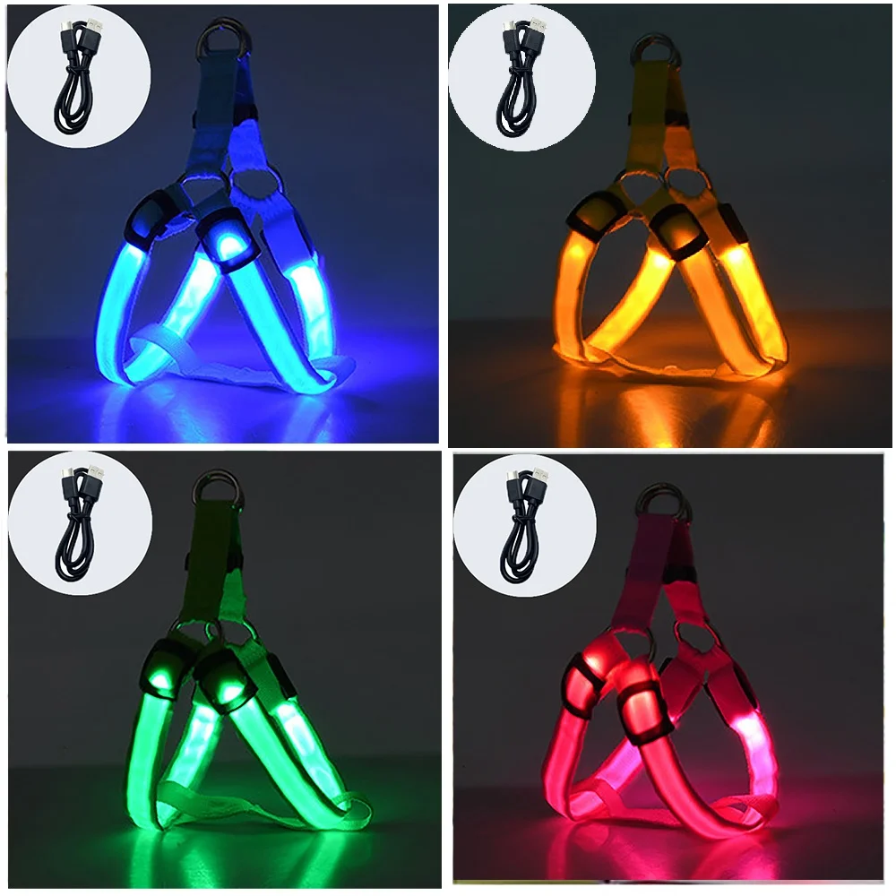 

USB Перезаряжаемый светодиодный светильник мигающий собачий ошейник для домашних животных светящийся в темноте безопасность от потери прог...