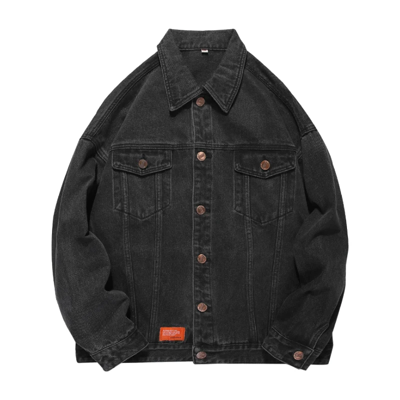 

Personalized men's women's cool denim jacket jacket spring and autumn solid color casual fashion coat men's hip hop large denim