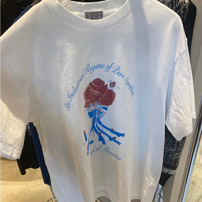 

Oversized CAVEMPT T-Shirt Men Women 1:1 Print Rose White Cotton Cav Empt Couple Short Sleeves