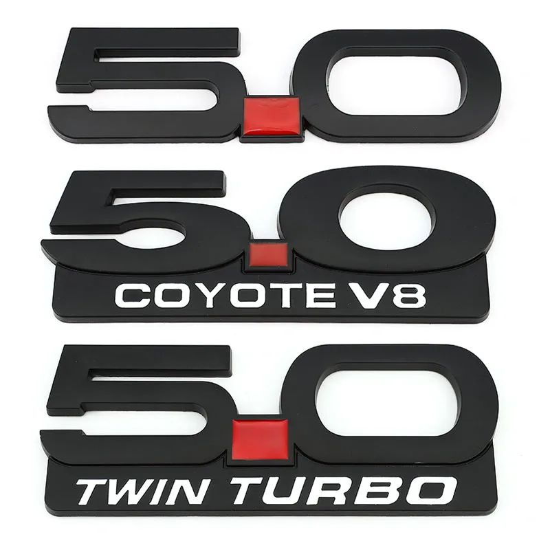 

Car Sticker 5.0 Trim Front Hood Grille Emblem Badge Rear Trunk 3D Car Decals for 5.0 Coyote V8 TWIN Turbo Emblem Ford Mustang