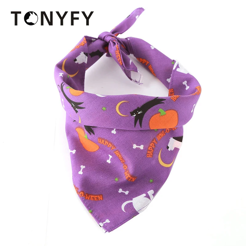 

Dog Triangle Bandana Printing Cat Puppy Kerchief Pet Bibs Dog Accessories Pet Neckerchief Scarf Dog Saliva Towel Hallowmas Tie